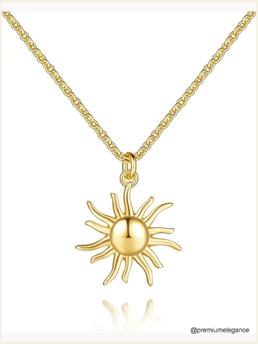 14K Gold Plated Sun Pendant Necklace Dainty Adjustable